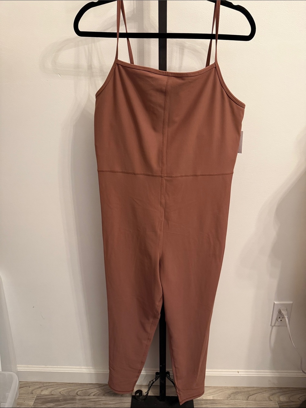Old Navy Active Wear Power soft Rust Brown Square-Neck Spaghetti-Strap Jumpsuit